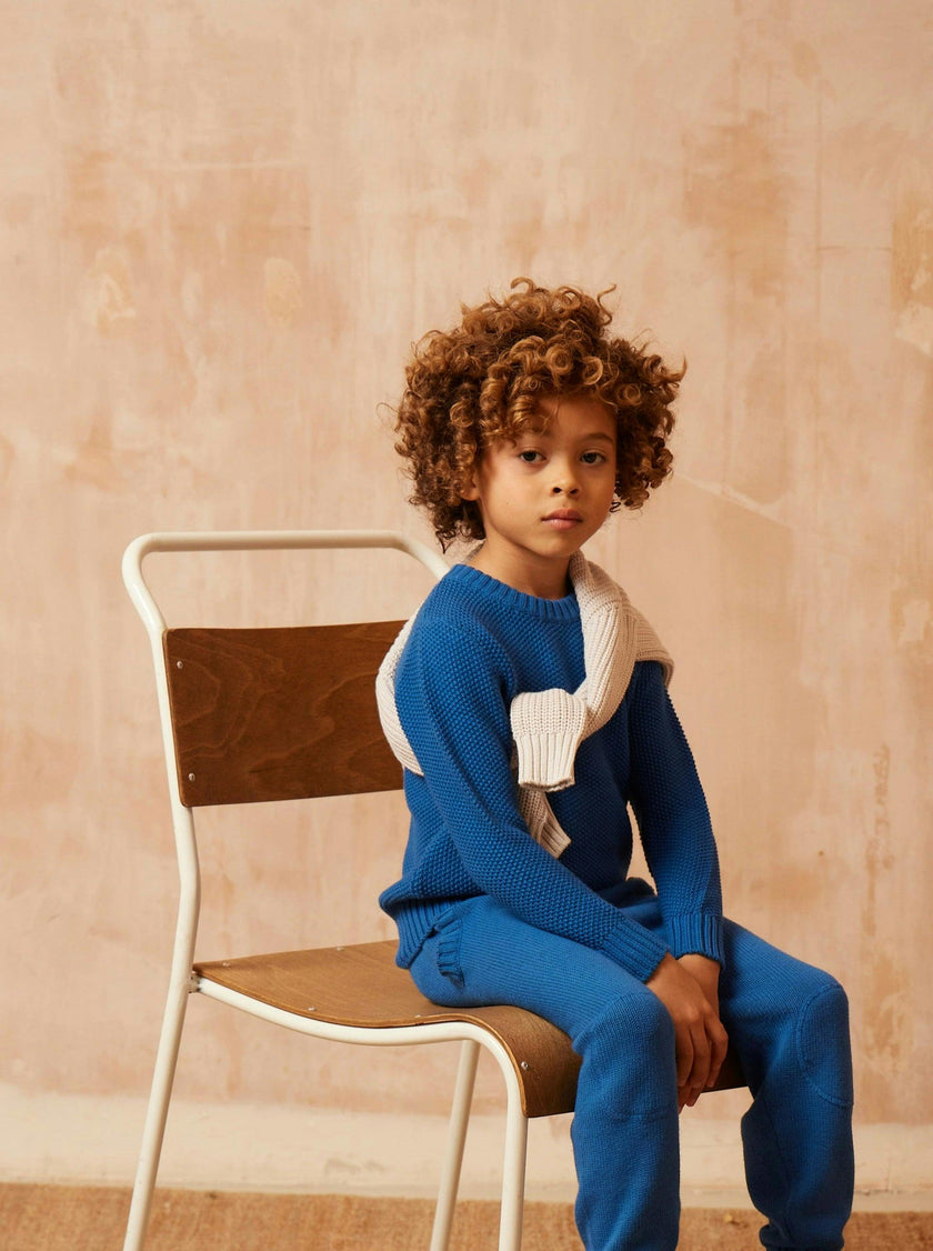 Moss Stitch Jumper | Cobalt Blue