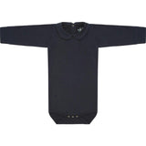 Organic Long Sleeve Collared Bodysuit, Navy