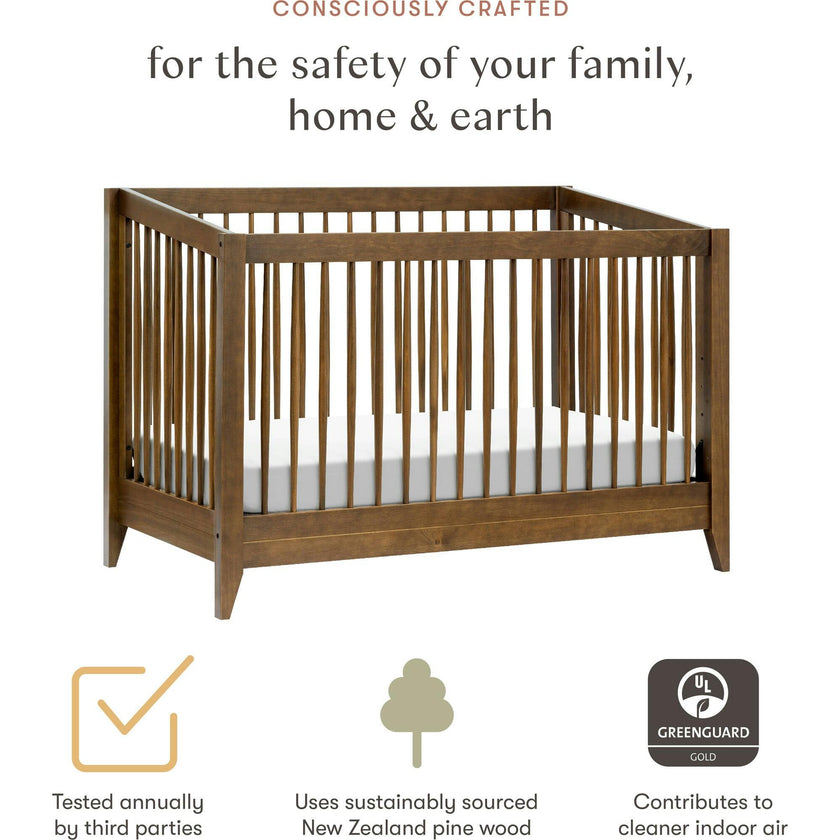 Sprout 4-in-1 Convertible Crib with Toddler Bed Conversion Kit in Natural Walnut
