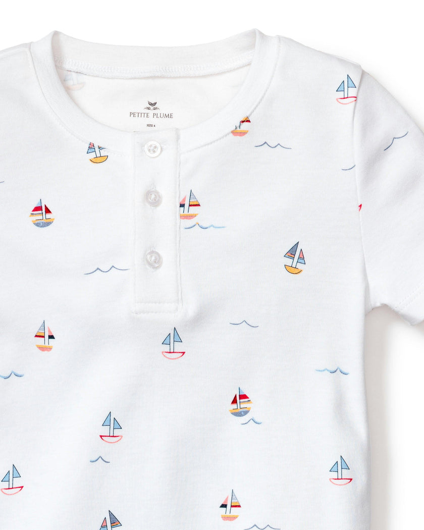 Kid's Pima Snug Fit Pajama Short Set in Bateau