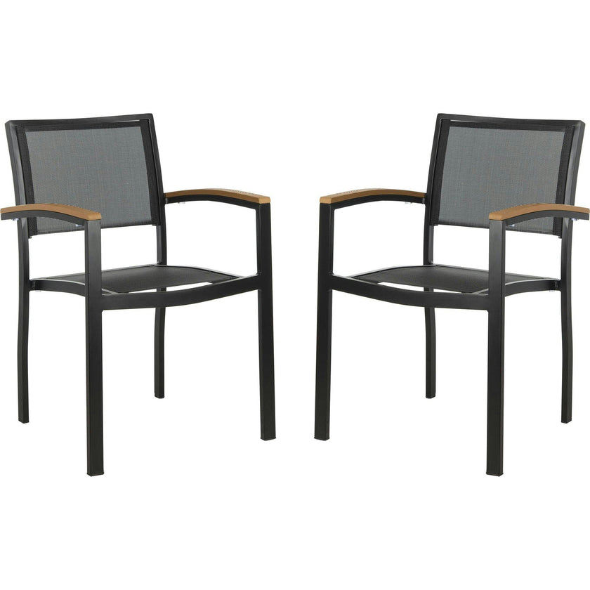Kaelan Stackable Patio Chair With Contrast Arm Rests