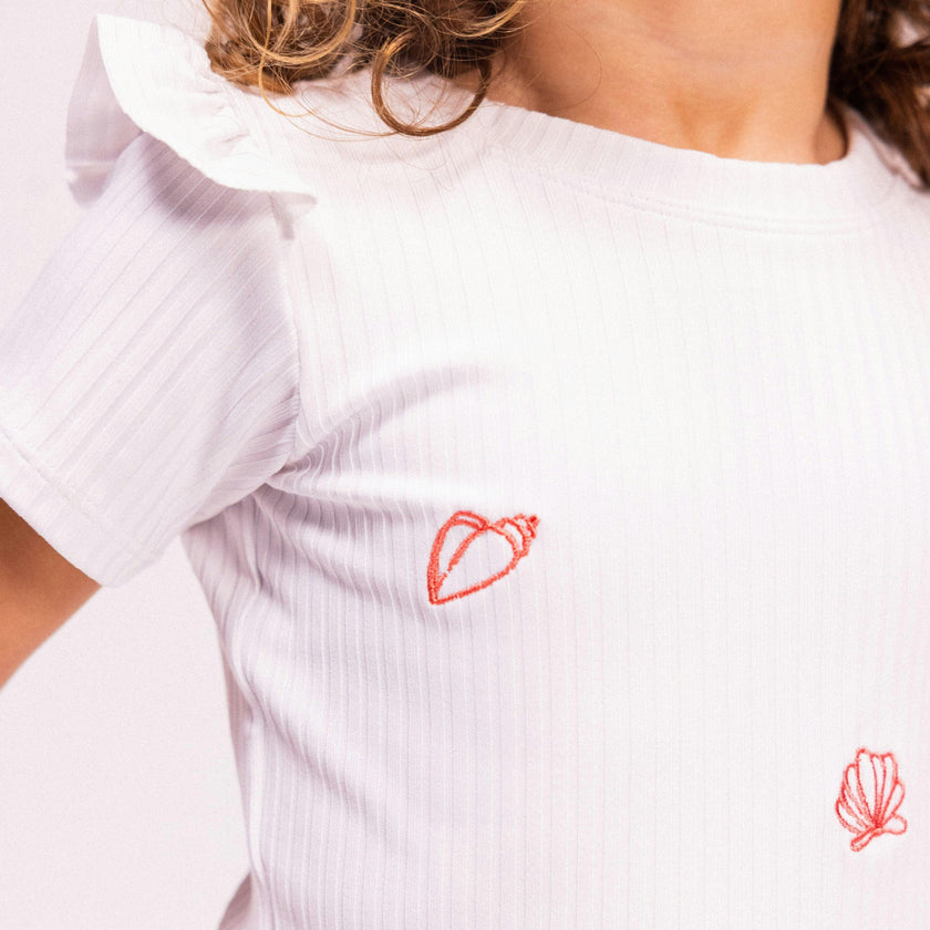 Swim Shirt Short Sleeves - White - White Pearl