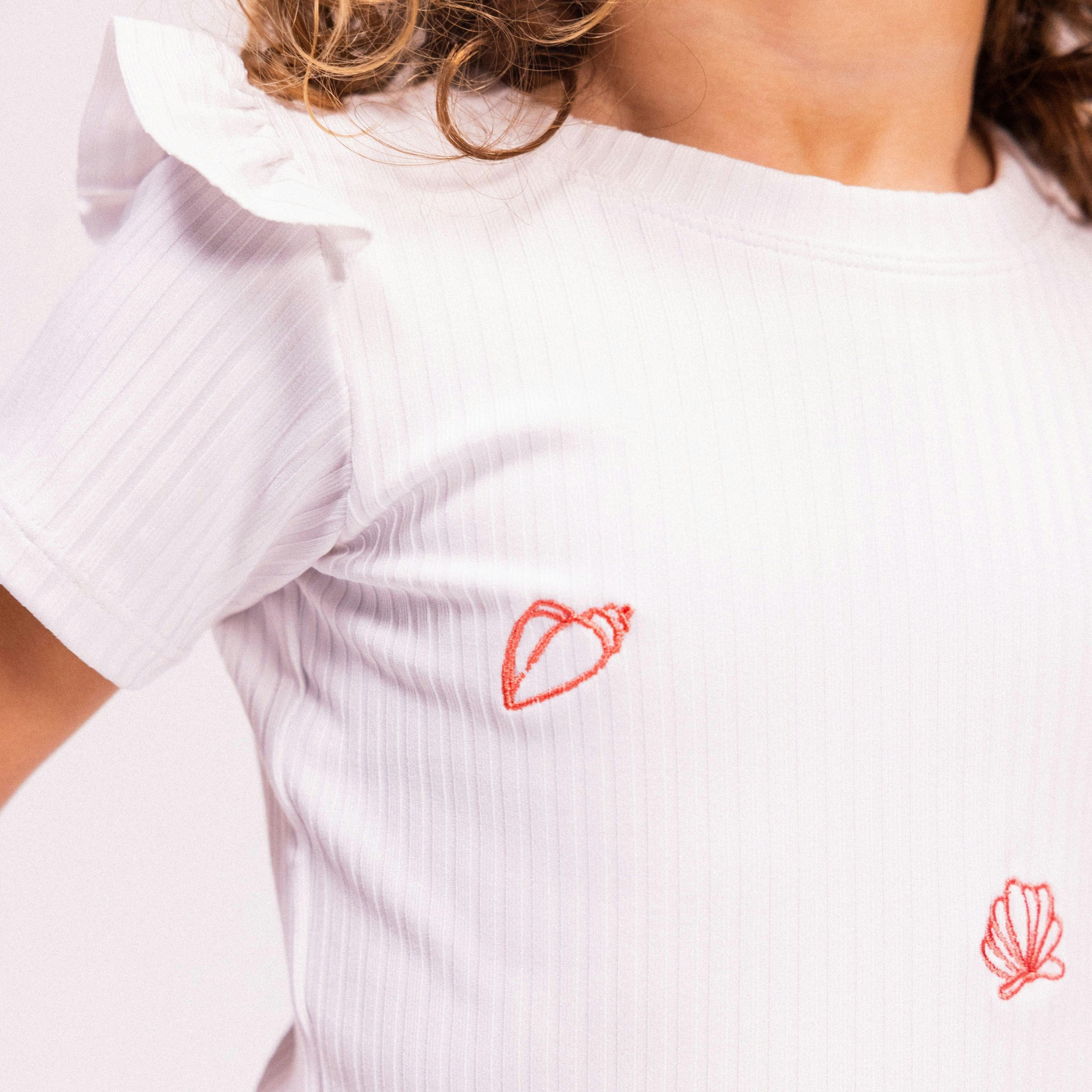 Swim Shirt Short Sleeves - White - White Pearl