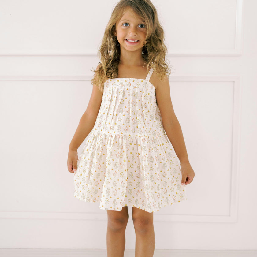 Hikari Pintuck Dress |Golden Blossom