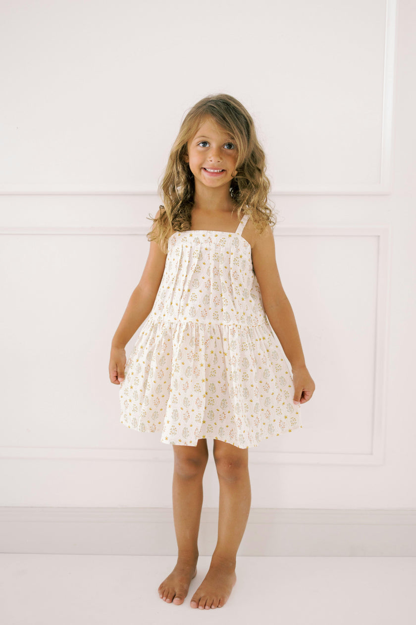 Hikari Pintuck Dress |Golden Blossom