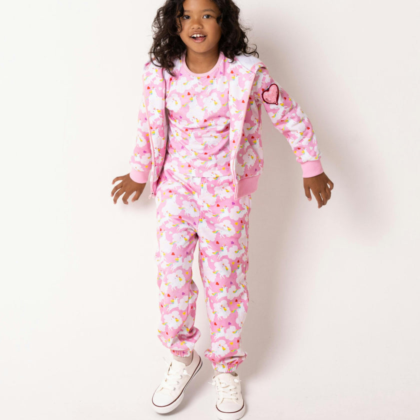 Soft Fleece Zip-up Hoodie, Dancing Unicorn