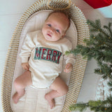 Merry Tartan Patch Christmas Long Sleeve Romper