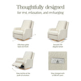 Crewe Electronic Recliner and Swivel Glider in Ivory Boucle with Light Wood Base