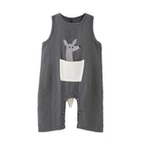 Gray Animal Pocket Romper