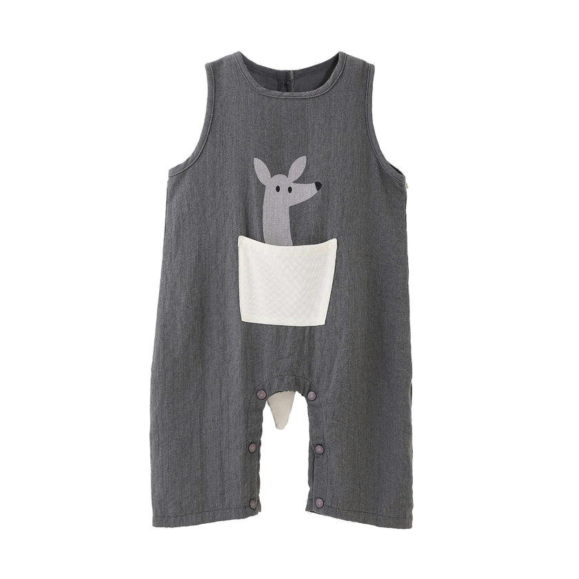Gray Animal Pocket Romper