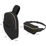 Style.Lab: Bekah Puffer Crossbody Backpack Belt Set - Black