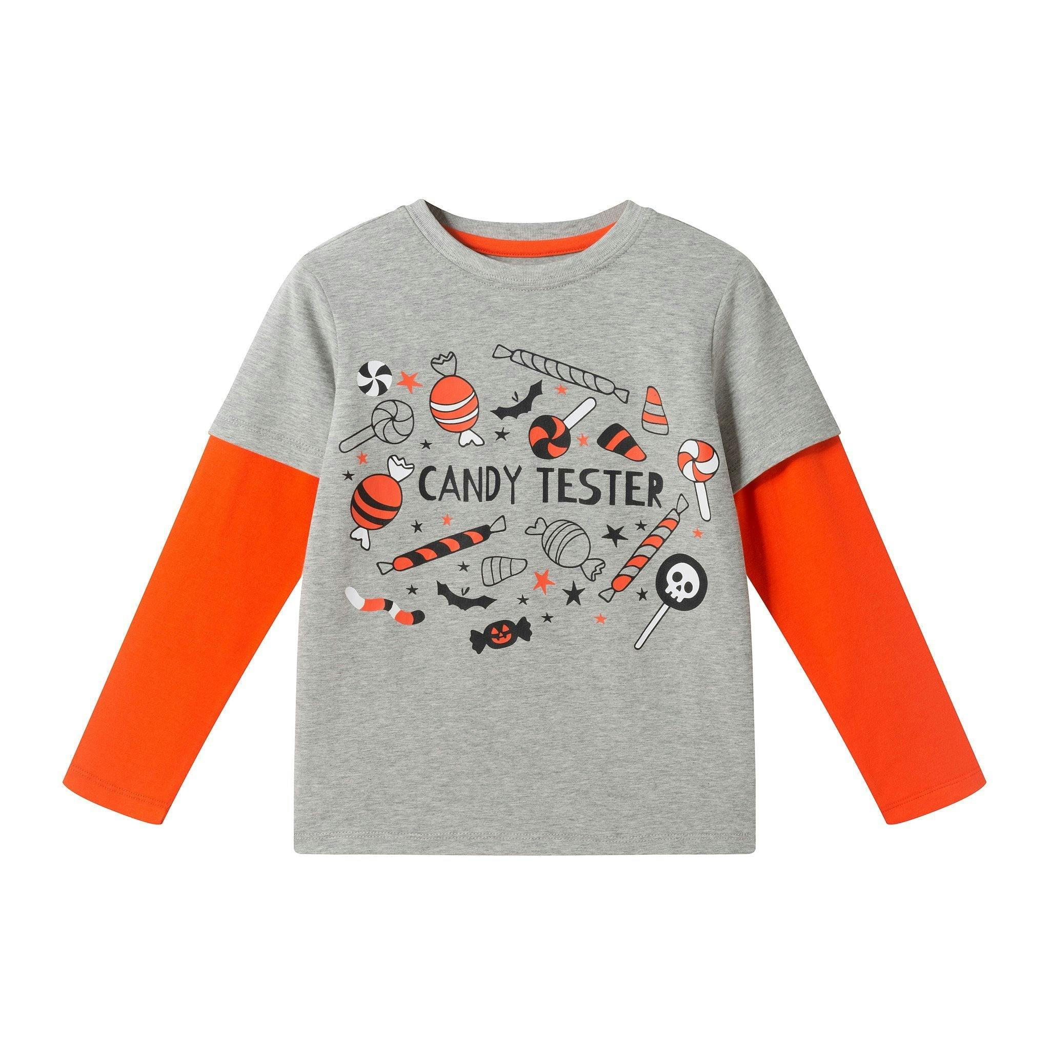 Boys Halloween Two-Fer Tee | Candy Tester - Grey