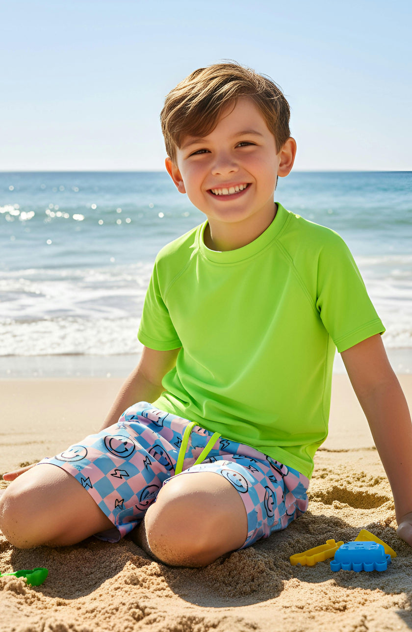 Dylan Boys Retro Smiley Print Board Shorts