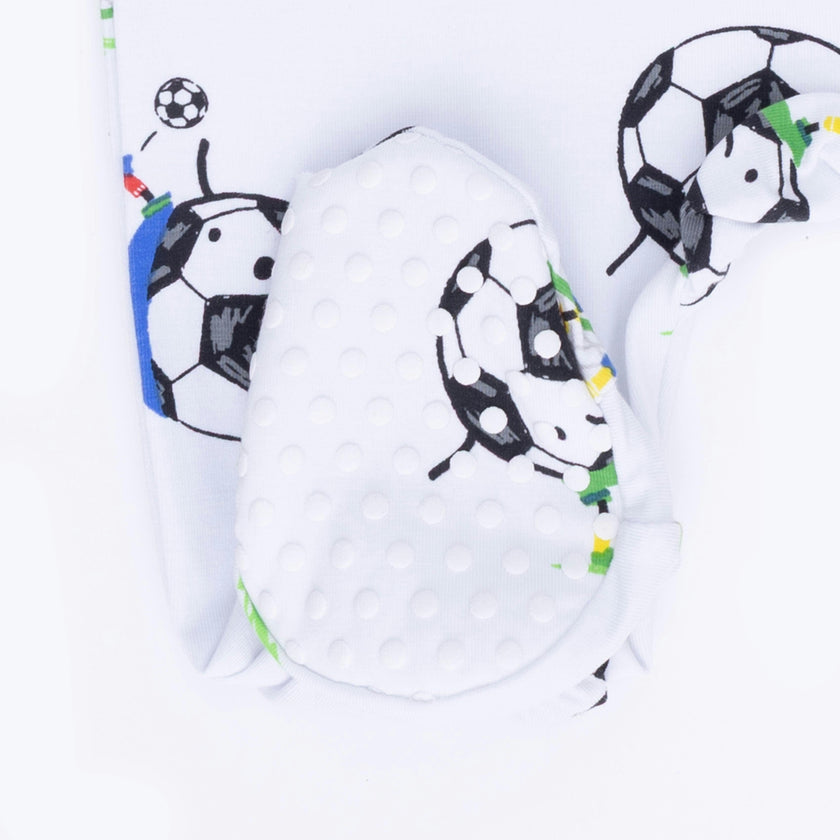 Soccer Balls Playing Soccer  Blue - 2 Way Zipper Footie