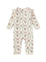 Ruffle Shoulder Baby Romper, Wallpaper Floral