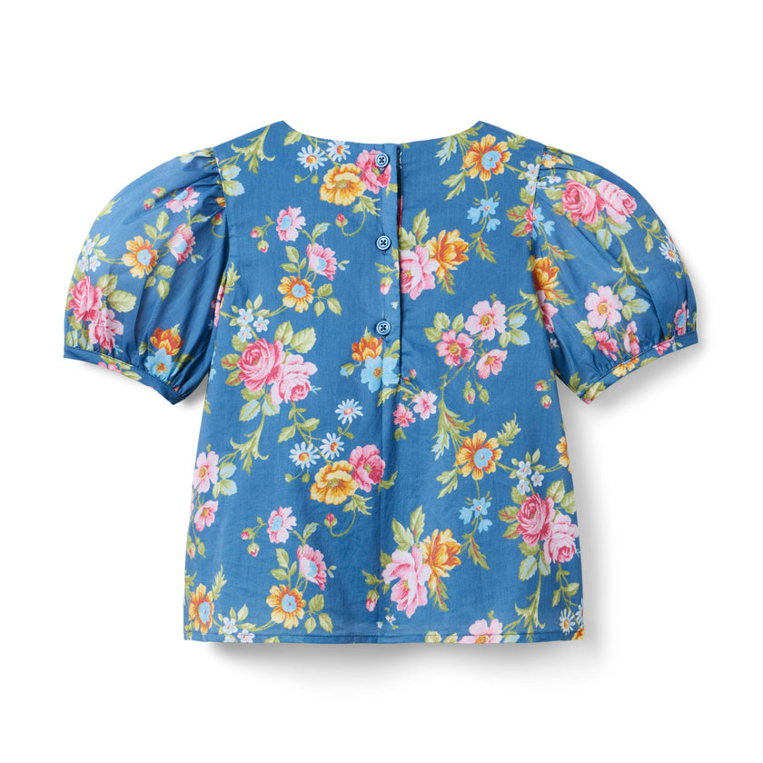 Floral Bow Top, blue