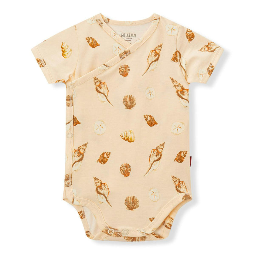 Seashells Stretch Crossover Short Sleeve One Piece