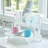 PopYum Orange Baby Bottle Set 4-Pack with White Drying Rack & Clear Drying Mat Bundle