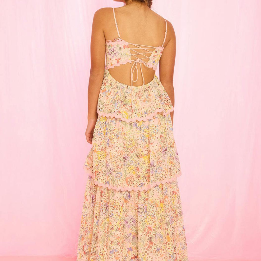 Alanna Frill Embroidered Maxi Dress