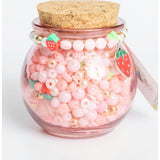 Short & Sweet Pink Letter and Red Strawberry Charm Mini Pink DIY Bead Jar