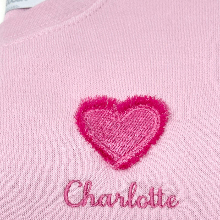 Custom Embroidered Fringe Heart Sweatshirt