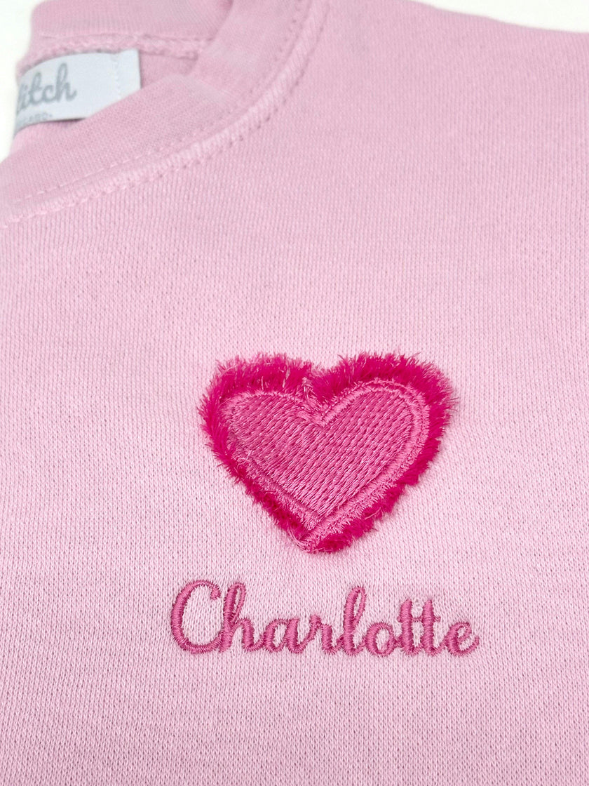 Custom Embroidered Fringe Heart Sweatshirt