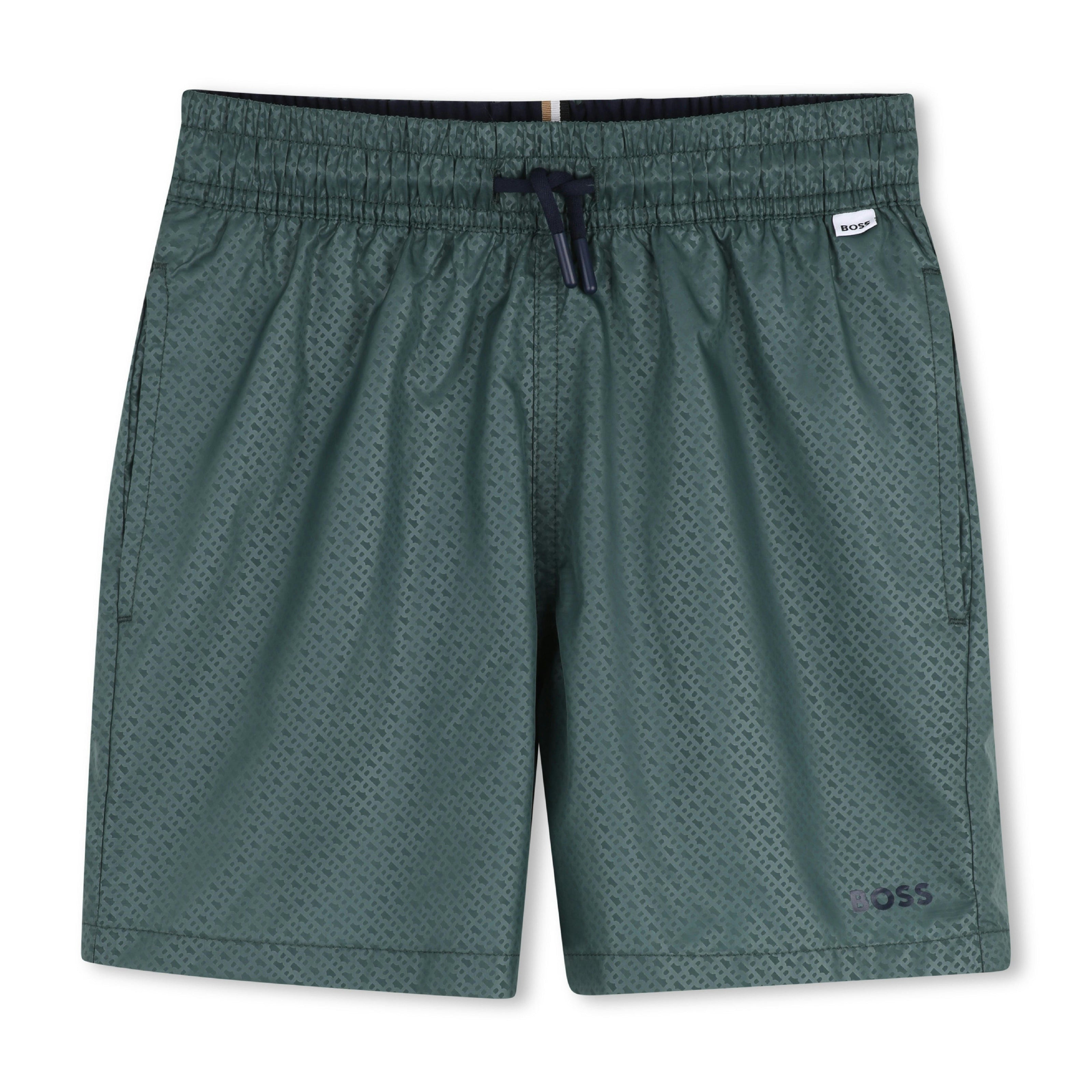 Green Patterned Logo Swimshorts