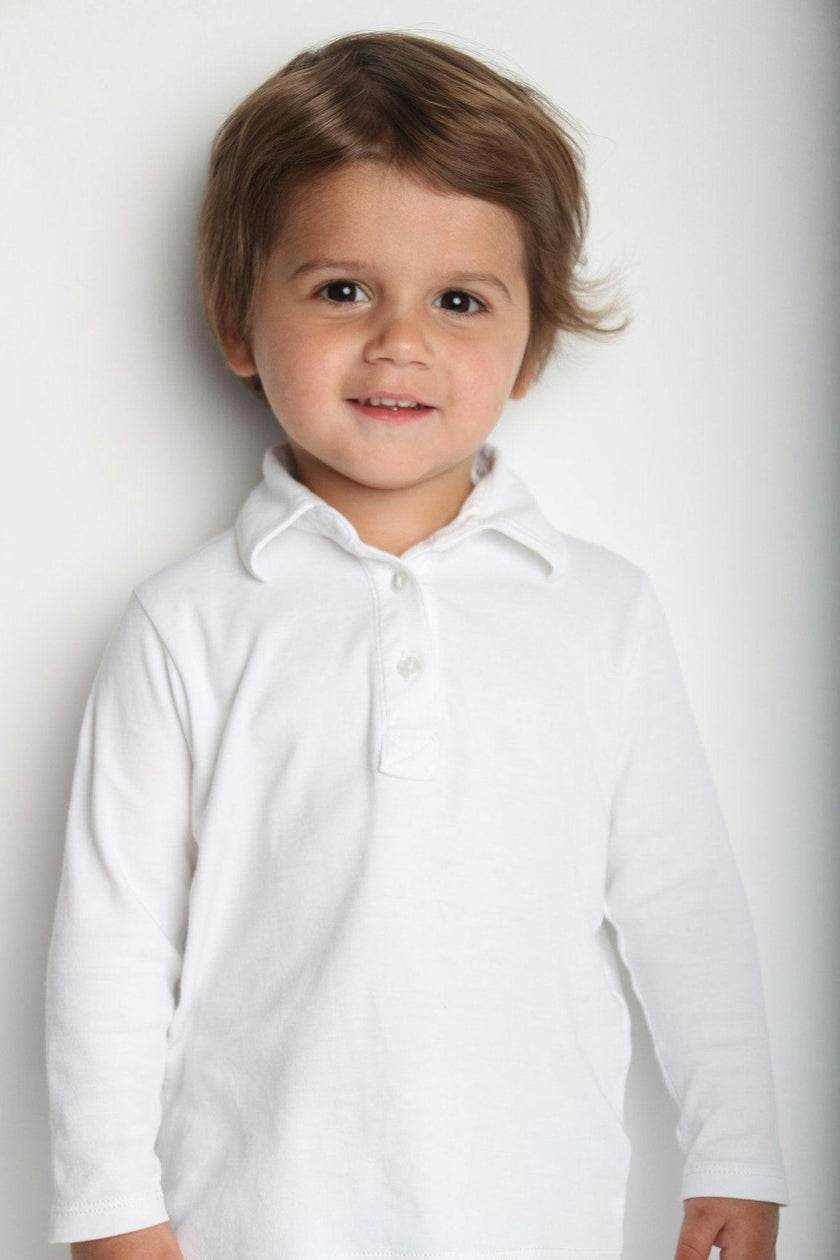 Finn Boys' Long Sleeve Polo White