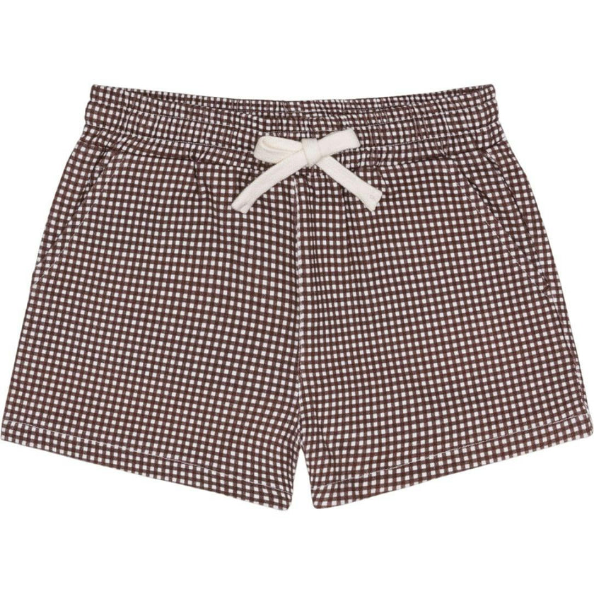 boys cocoa gingham ultra-soft twill shorts
