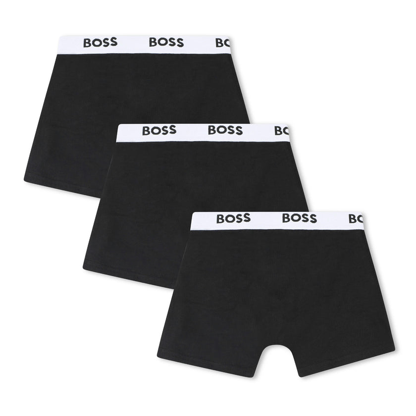 Black 3-Pack Logo Boxer Trunks