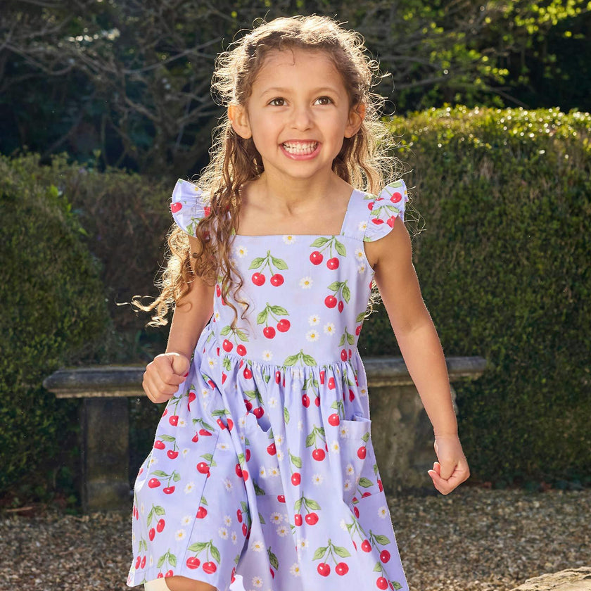 Adelina Summer Dress in Cherry & Daisy