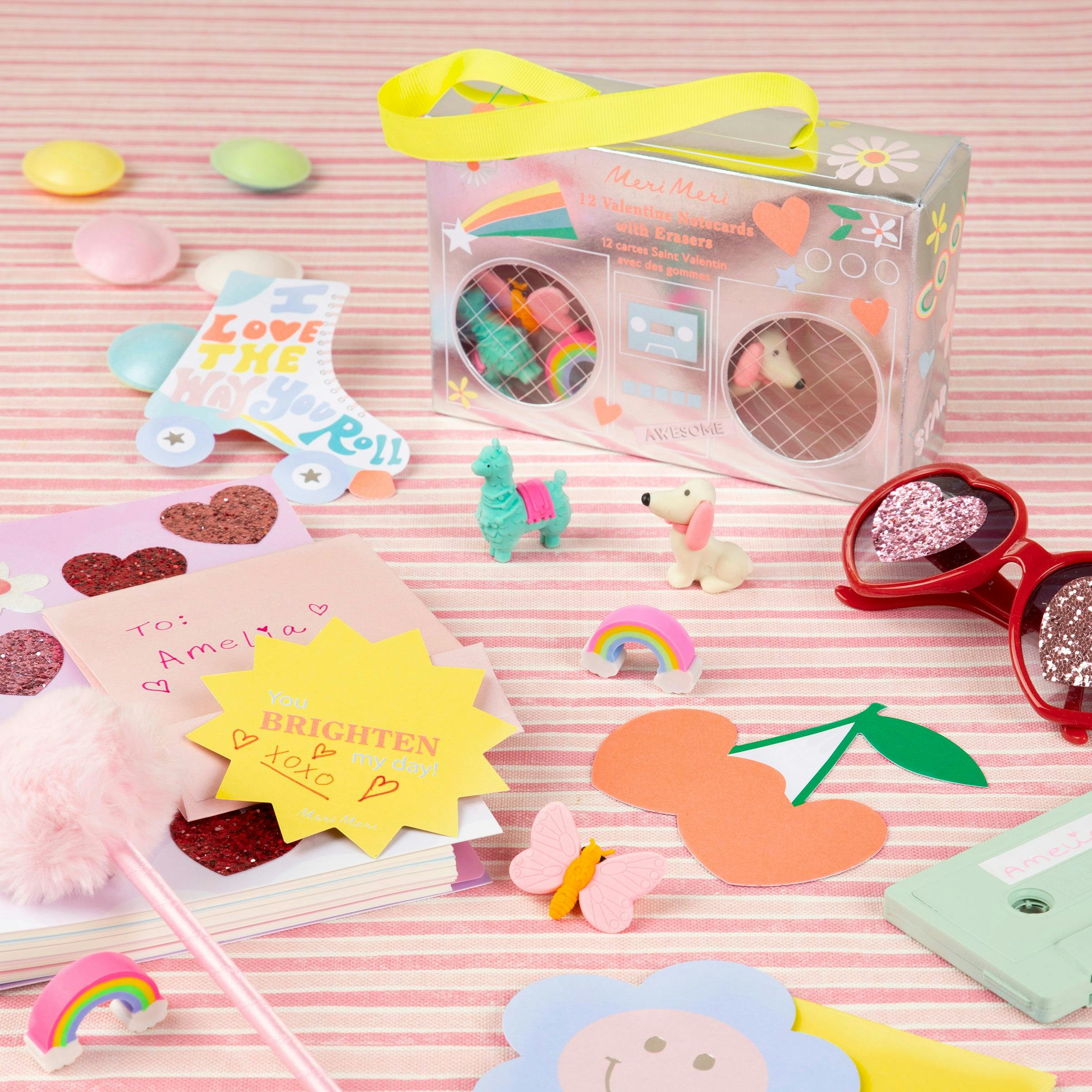 Boom Box Kids Valentine's Cards & Erasers Set