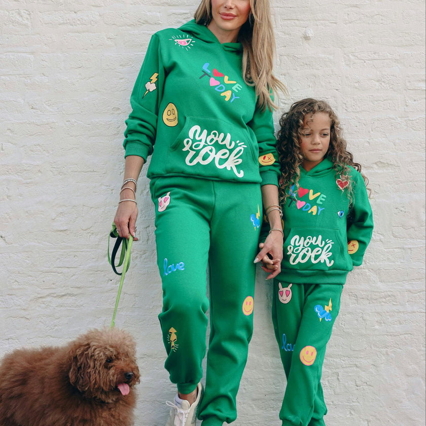 You Rock Doodle Print Hoodie And Pant Set
