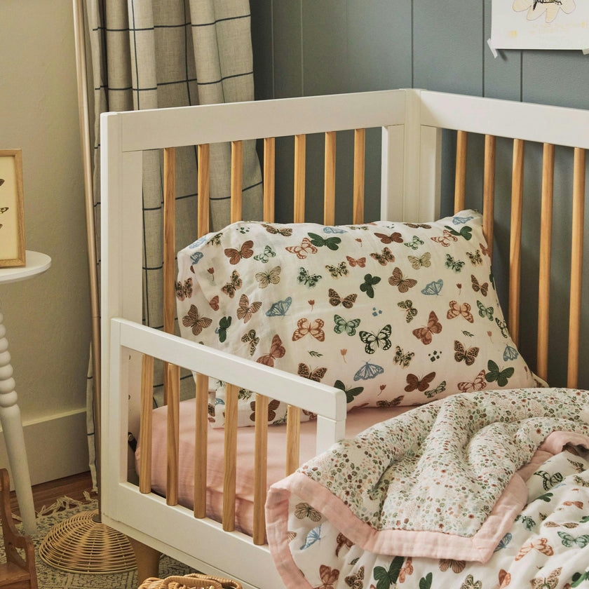 Cotton Muslin Toddler Bedding 3 Piece Set - Butterflies 2