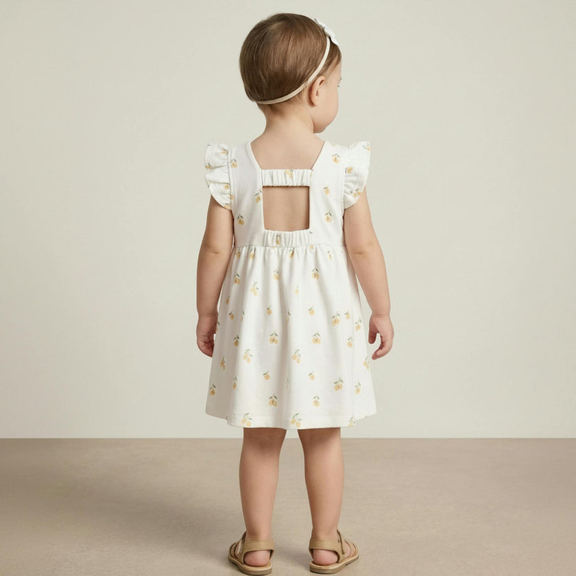 Organic Cutout Back Dress - Lemons