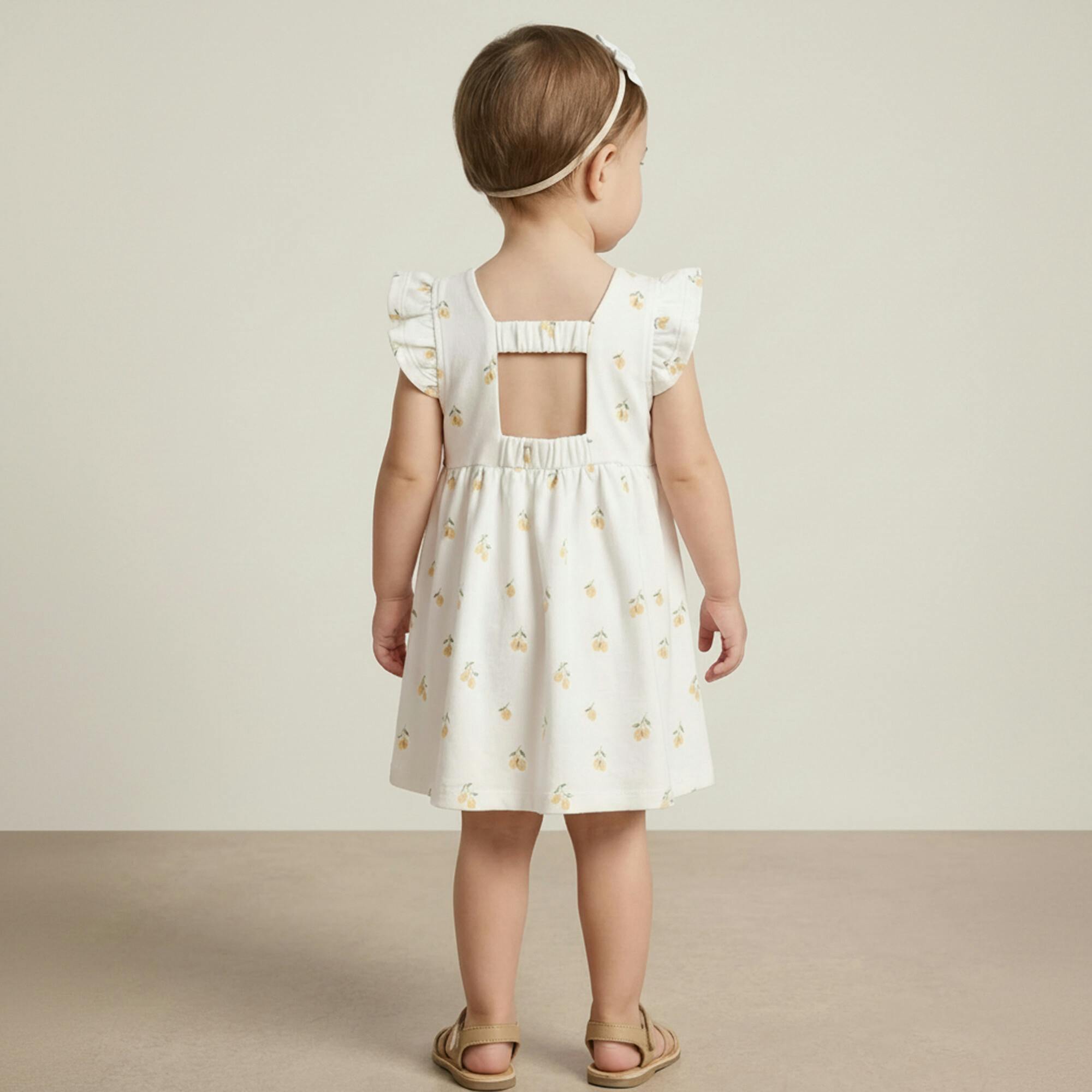 Organic Cutout Back Dress - Lemons