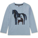 Marbled Horses Graphic Tee, Blue