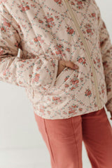 Girls Quilted Floral Bomber Jacket in Easton Diamond Rose