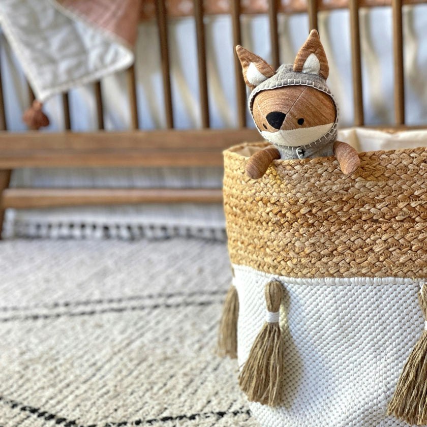 Cotton & Jute Boho Storage Bin