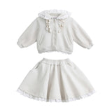Cream Ruffle Skirt Set