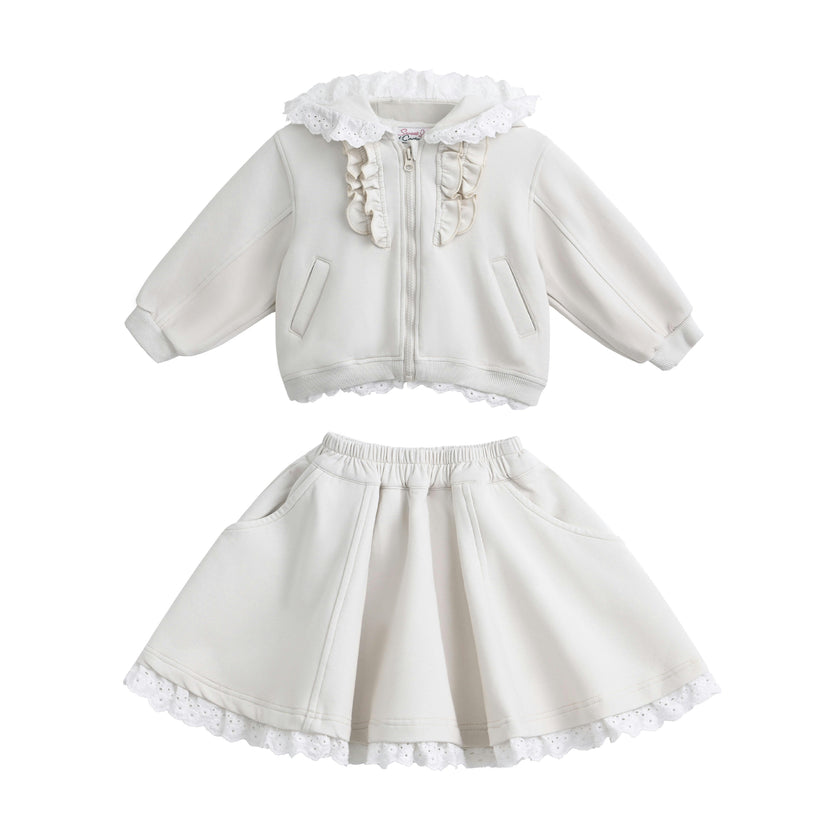Cream Ruffle Skirt Set