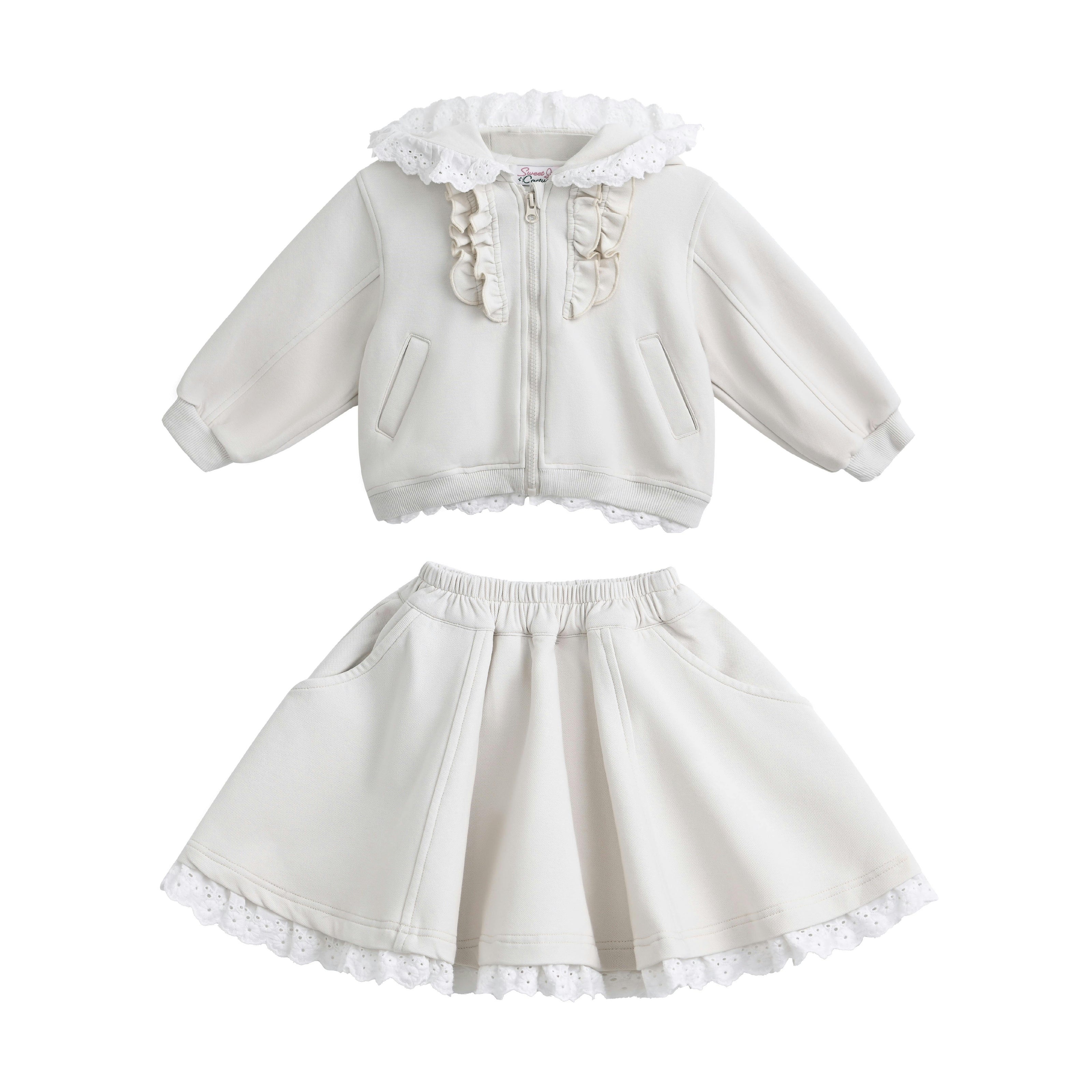 Cream Ruffle Skirt Set