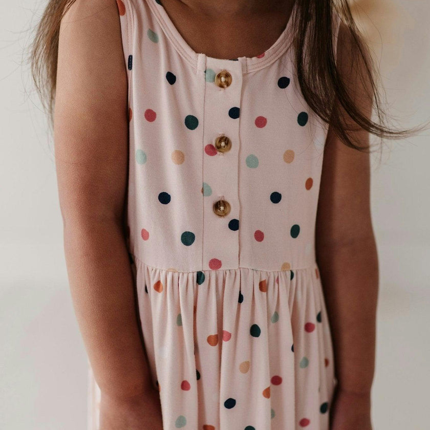 Henley Tank Dress Summer Polka Dots