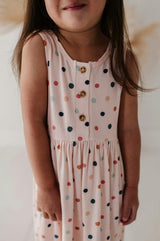 Henley Tank Dress Summer Polka Dots