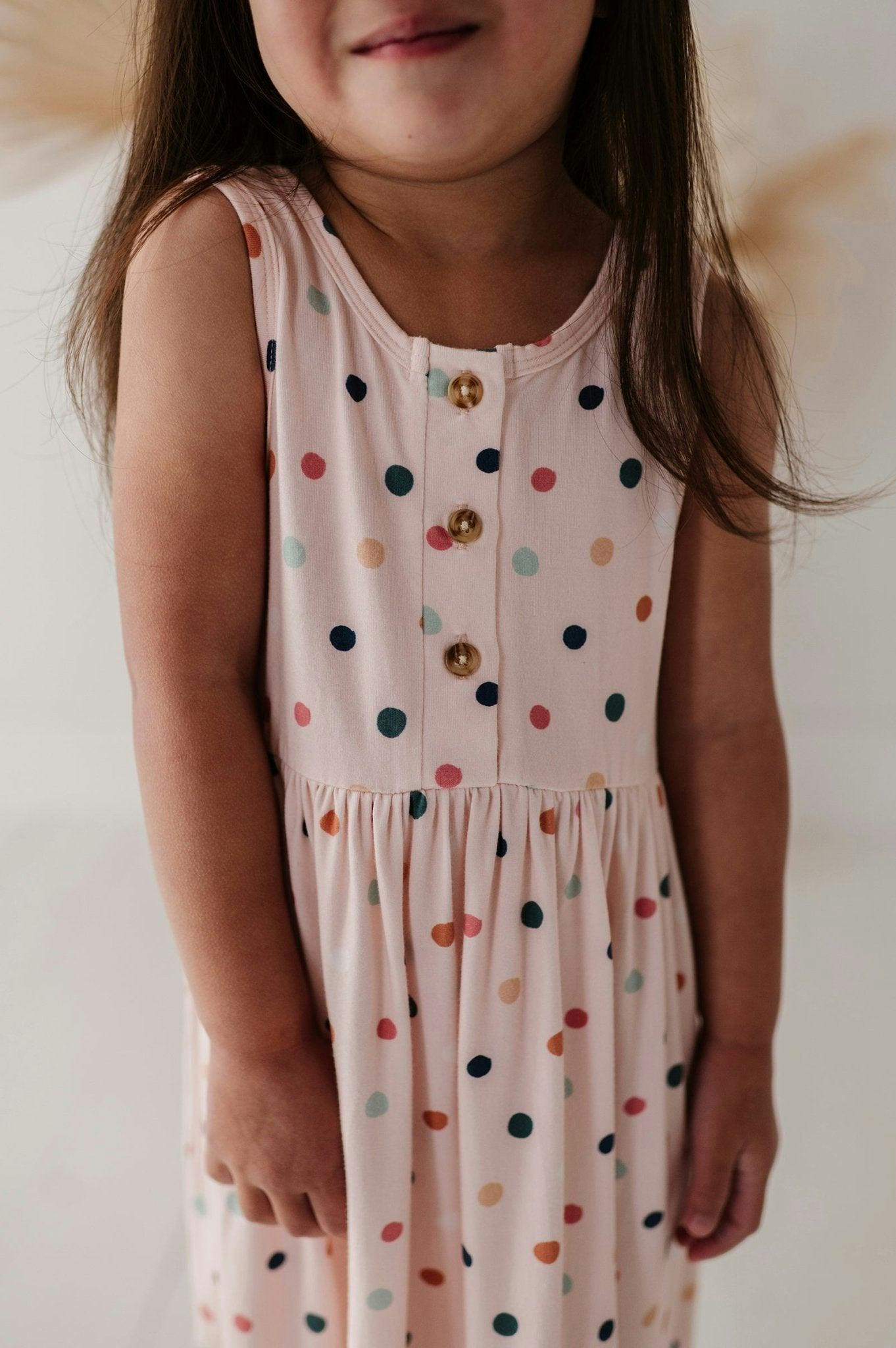 Henley Tank Dress Summer Polka Dots