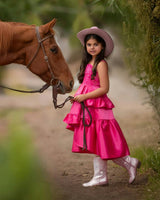 Wildflower Cowgirl Hot Pink Ruffle Birthday Dress for Girls