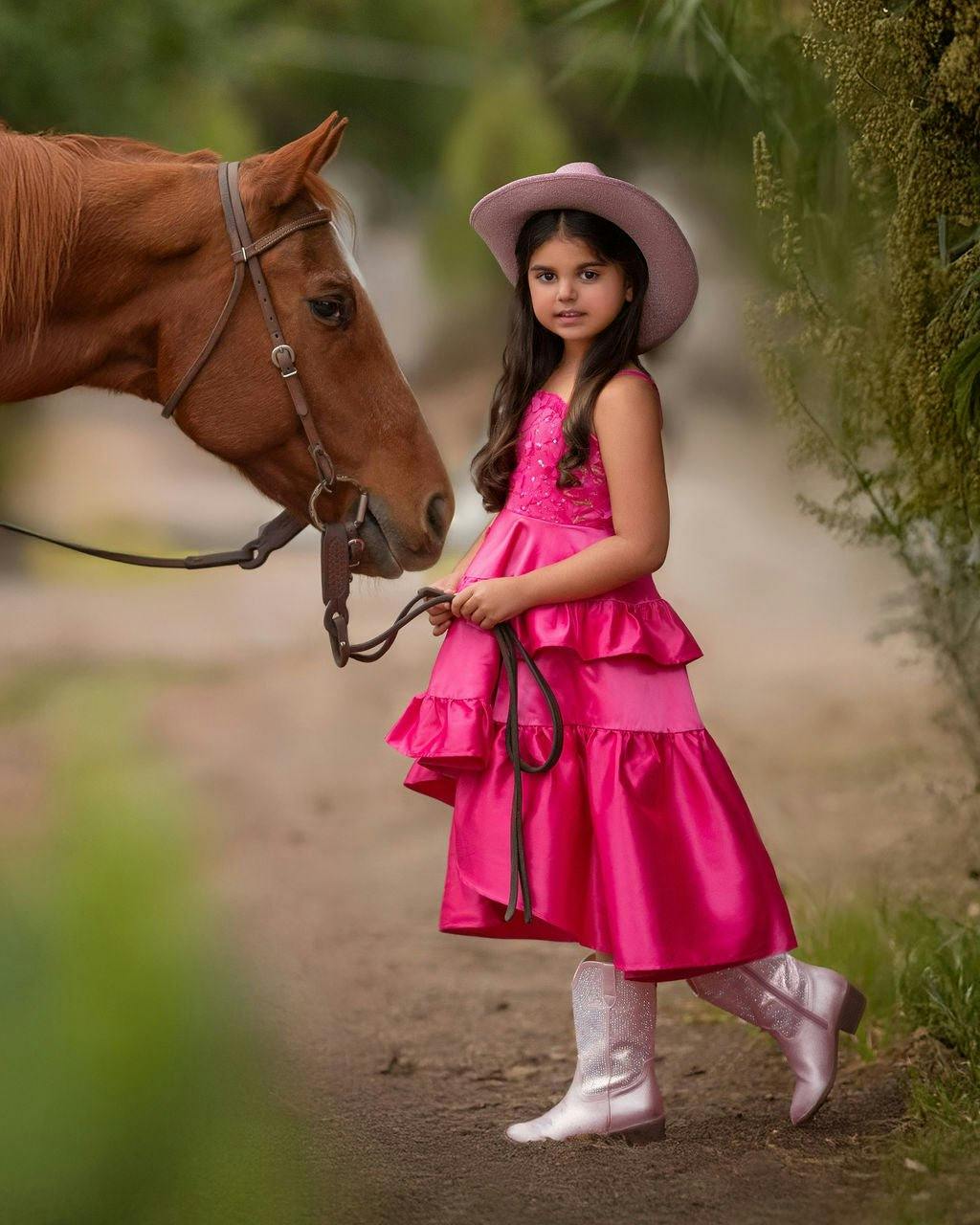 Wildflower Cowgirl Hot Pink Ruffle Birthday Dress for Girls