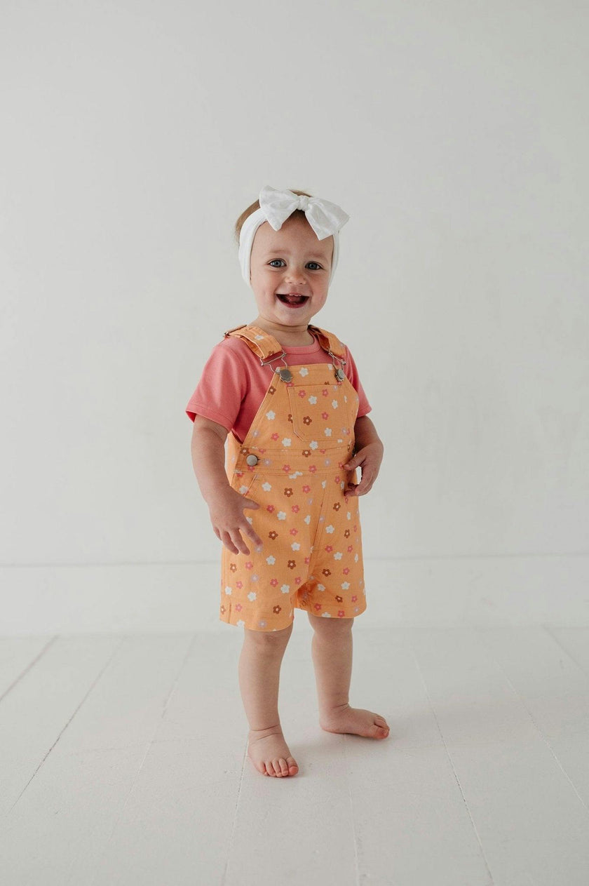 Cotton Overalls Set in Desert Mist Blooms