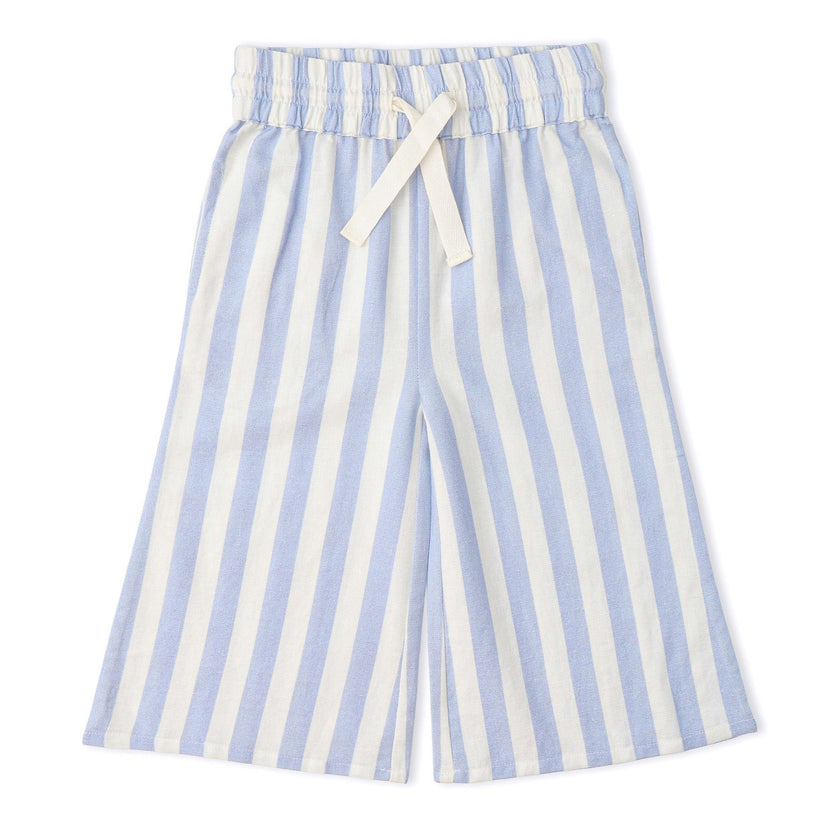 Organic Ruffle Top & Pants Set - Blue Stripes