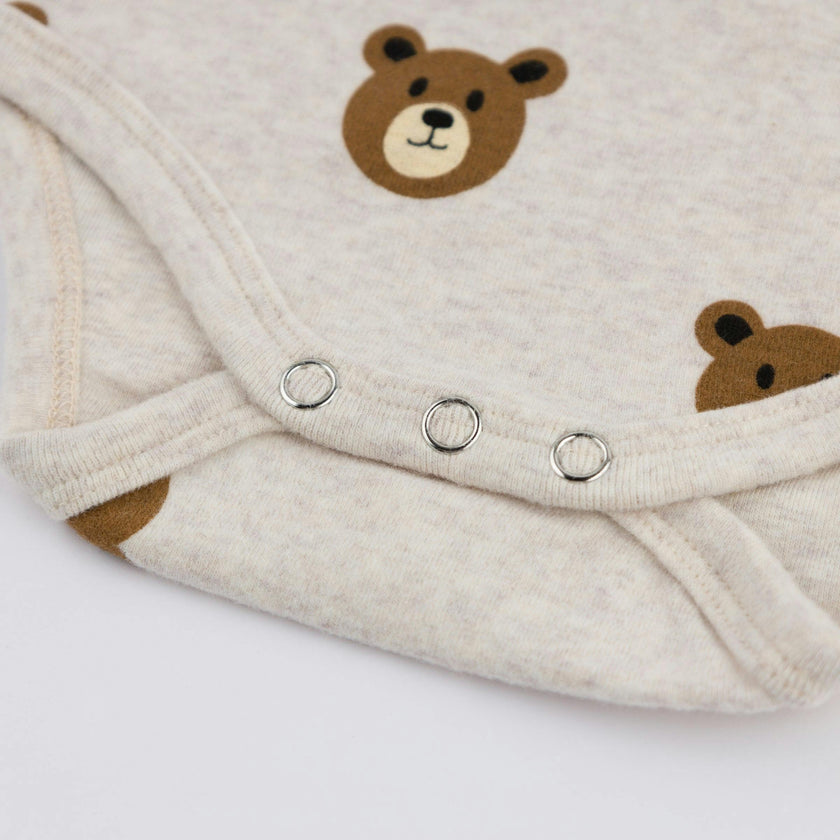 Teddy Face Print Pocket Onesie
